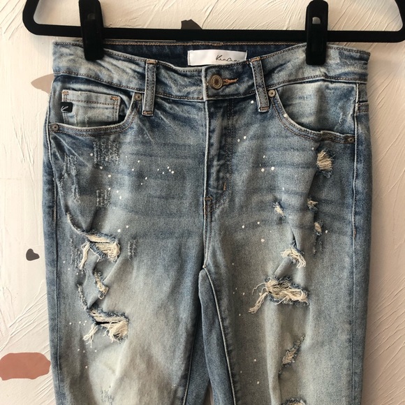 KanCan Distressed Paint Splatter Boyfriend Jeans size 25/3 - Picture 4 of 13